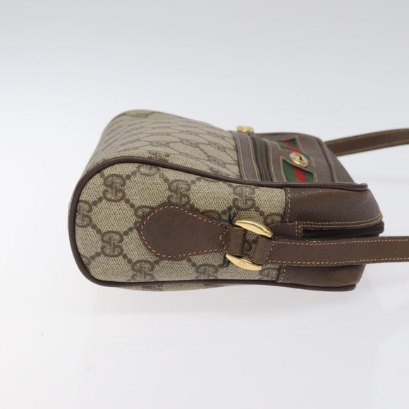 GUCCI GG Supreme Web Sherry Line Shoulder Bag PVC Beige 56 02 087 Auth 121924