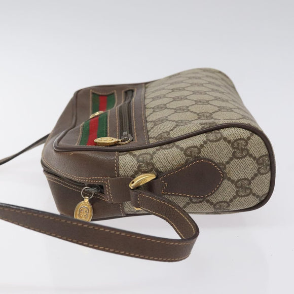 GUCCI GG Supreme Web Sherry Line Shoulder Bag PVC Beige 56 02 087 Auth 121924