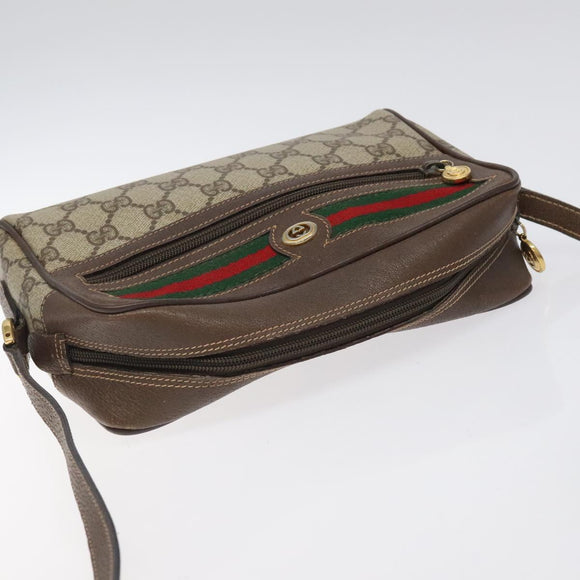 GUCCI GG Supreme Web Sherry Line Shoulder Bag PVC Beige 56 02 087 Auth 121924