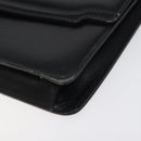 GUCCI Chain Shoulder Bag Leather Black Gold Auth 121927-8