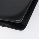 GUCCI Chain Shoulder Bag Leather Black Gold Auth 121927-17