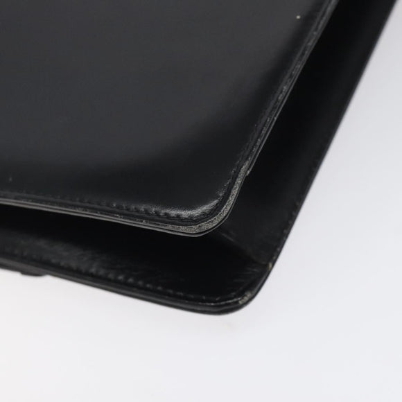 GUCCI Chain Shoulder Bag Leather Black Gold Auth 121927