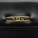 GUCCI Chain Shoulder Bag Leather Black Gold Auth 121927-18