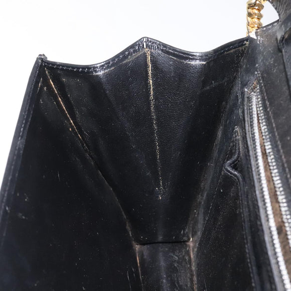 GUCCI Chain Shoulder Bag Leather Black Gold Auth 121927