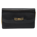GUCCI Chain Shoulder Bag Leather Black Gold Auth 121927-13
