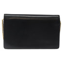 GUCCI Chain Shoulder Bag Leather Black Gold Auth 121927-2