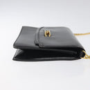 GUCCI Chain Shoulder Bag Leather Black Gold Auth 121927-3
