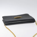 GUCCI Chain Shoulder Bag Leather Black Gold Auth 121927-6