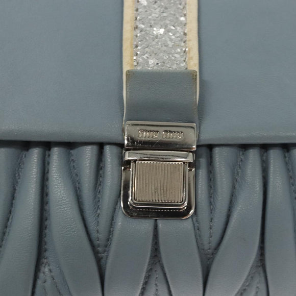 Miu Miu Matelasse Chain Shoulder Bag Leather Light Blue Auth 121929