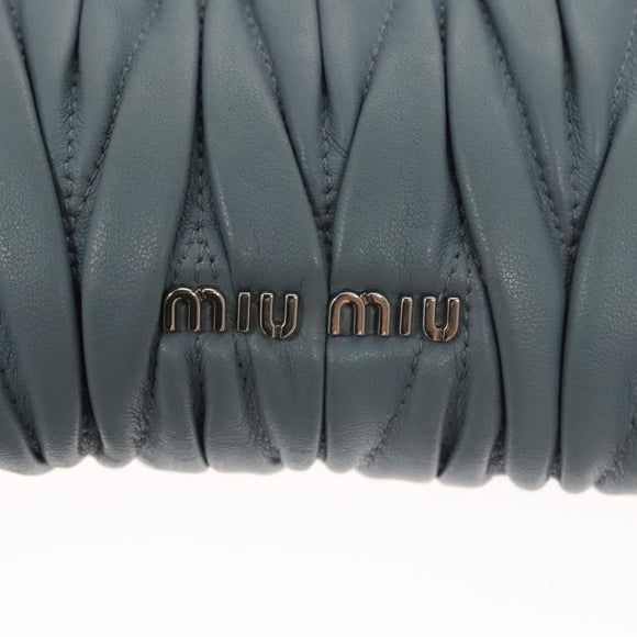 Miu Miu Matelasse Chain Shoulder Bag Leather Light Blue Auth 121929