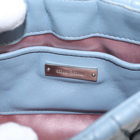 Miu Miu Matelasse Chain Shoulder Bag Leather Light Blue Auth 121929