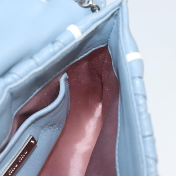 Miu Miu Matelasse Chain Shoulder Bag Leather Light Blue Auth 121929