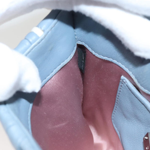 Miu Miu Matelasse Chain Shoulder Bag Leather Light Blue Auth 121929