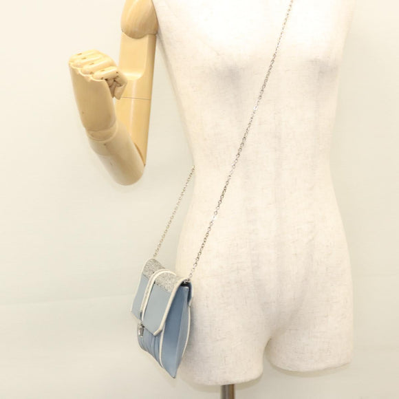 Miu Miu Matelasse Chain Shoulder Bag Leather Light Blue Auth 121929