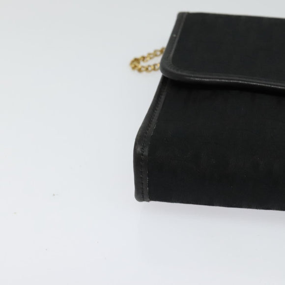 Christian Dior Trotter Canvas Shoulder Bag Black Gold Auth 121934