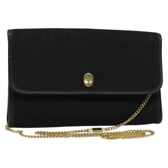 Christian Dior Trotter Canvas Shoulder Bag Black Gold Auth 121934