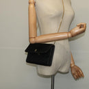 Christian Dior Trotter Canvas Shoulder Bag Black Gold Auth 121934-21