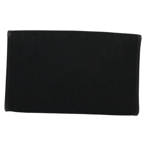 Christian Dior Trotter Canvas Shoulder Bag Black Gold Auth 121934