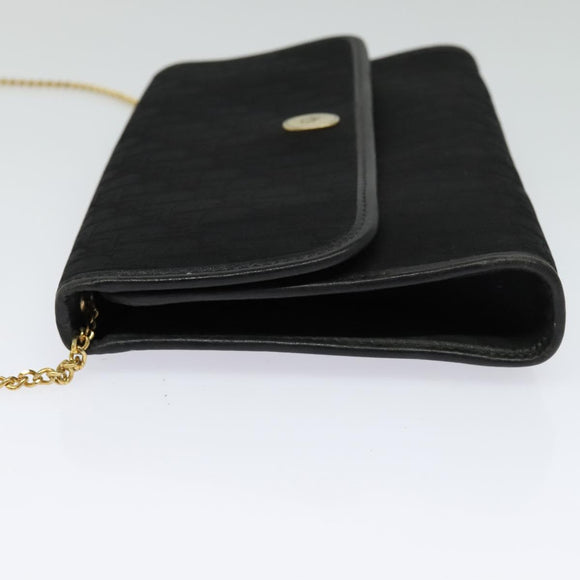 Christian Dior Trotter Canvas Shoulder Bag Black Gold Auth 121934