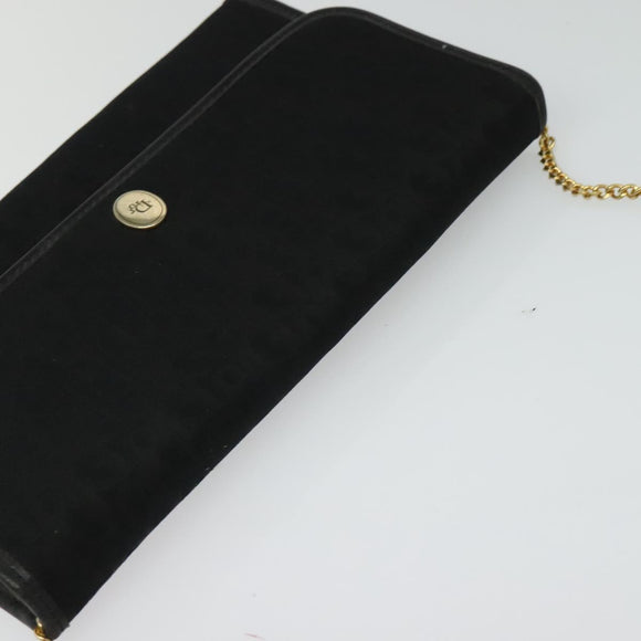 Christian Dior Trotter Canvas Shoulder Bag Black Gold Auth 121934