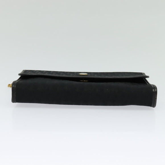 Christian Dior Trotter Canvas Shoulder Bag Black Gold Auth 121934