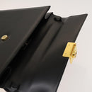 GIVENCHY Hand Bag Leather 2way Black Gold Auth 121947-11