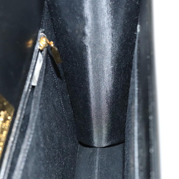 GIVENCHY Hand Bag Leather 2way Black Gold Auth 121947