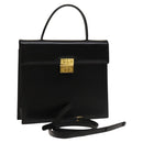GIVENCHY Hand Bag Leather 2way Black Gold Auth 121947-1