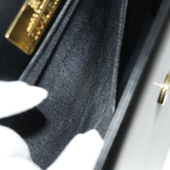 GIVENCHY Hand Bag Leather 2way Black Gold Auth 121947