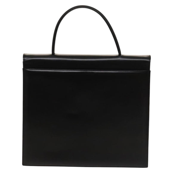 GIVENCHY Hand Bag Leather 2way Black Gold Auth 121947
