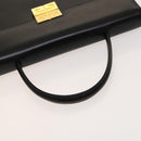 GIVENCHY Hand Bag Leather 2way Black Gold Auth 121947-7