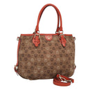 MCM Logogram Vicetos Tote Bag Canvas 2way Brown Gold Auth 121967-1