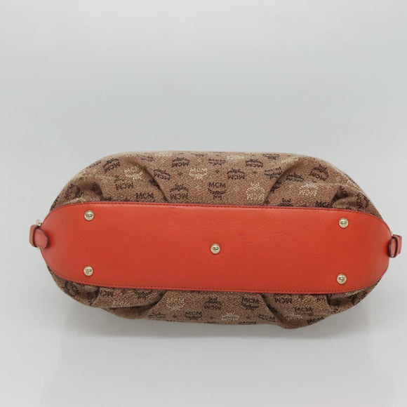 MCM Logogram Vicetos Tote Bag Canvas 2way Brown Gold Auth 121967