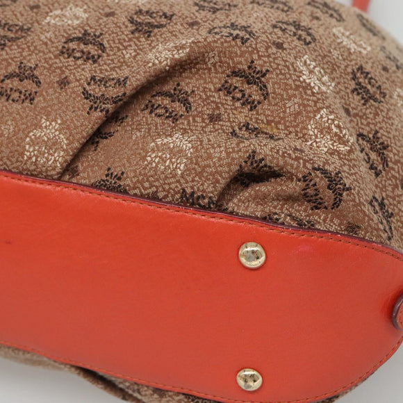 MCM Logogram Vicetos Tote Bag Canvas 2way Brown Gold Auth 121967