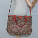 MCM Logogram Vicetos Tote Bag Canvas 2way Brown Gold Auth 121967-23