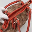 MCM Logogram Vicetos Tote Bag Canvas 2way Brown Gold Auth 121967-6