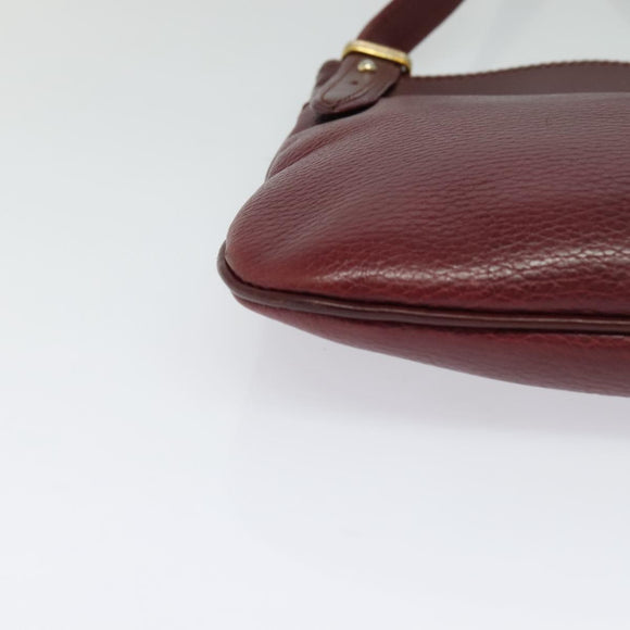 CARTIER Must Line Shoulder Bag Leather Bordeaux Gold Auth 121969