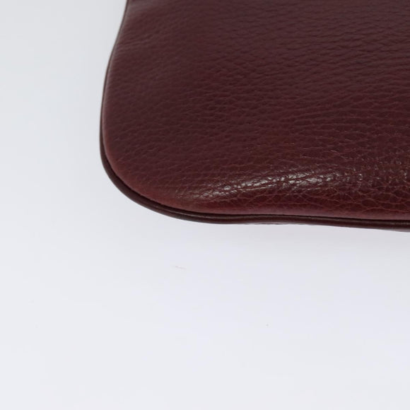 CARTIER Must Line Shoulder Bag Leather Bordeaux Gold Auth 121969