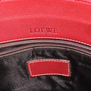 LOEWE Anagram Hand Bag Leather 2way Red Silver Auth 121972-19