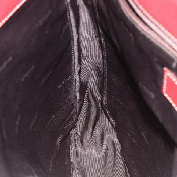 LOEWE Anagram Hand Bag Leather 2way Red Silver Auth 121972