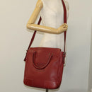 LOEWE Anagram Hand Bag Leather 2way Red Silver Auth 121972-23