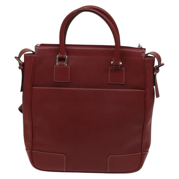 LOEWE Anagram Hand Bag Leather 2way Red Silver Auth 121972
