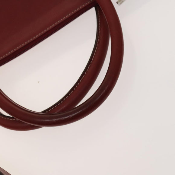 LOEWE Anagram Hand Bag Leather 2way Red Silver Auth 121972