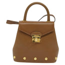 Salvatore Ferragamo Hand Bag Leather 2way Brown Gold Auth 121973-13