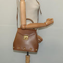 Salvatore Ferragamo Hand Bag Leather 2way Brown Gold Auth 121973-23