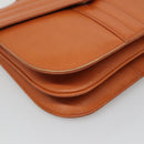 SAINT LAURENT Shoulder Bag Leather Brown Gold Auth 121976-14