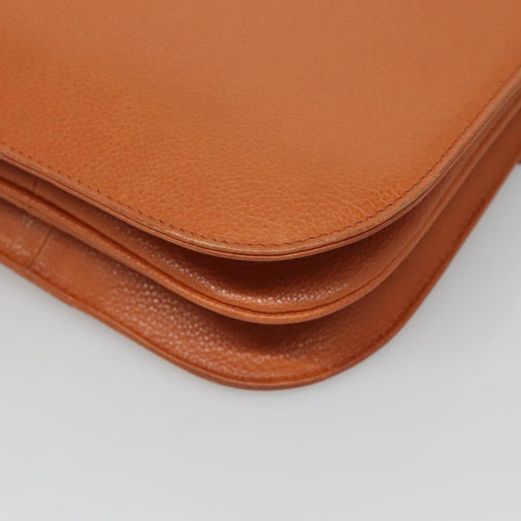 SAINT LAURENT Shoulder Bag Leather Brown Gold Auth 121976