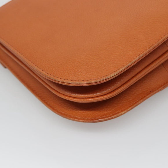 SAINT LAURENT Shoulder Bag Leather Brown Gold Auth 121976