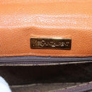 SAINT LAURENT Shoulder Bag Leather Brown Gold Auth 121976-10