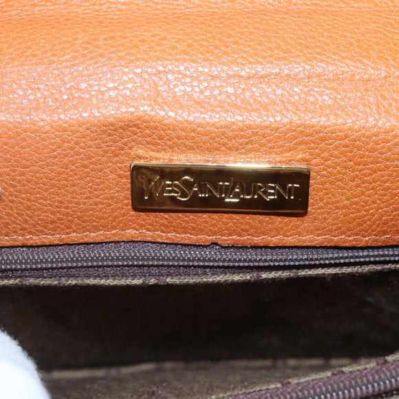 SAINT LAURENT Shoulder Bag Leather Brown Gold Auth 121976